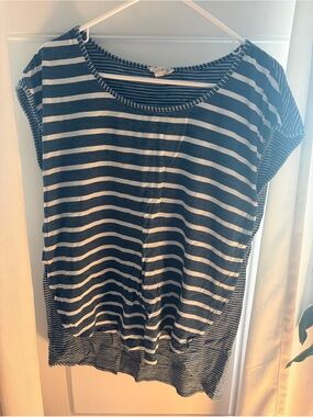 Jane and Delancey Blue White Stripe shirt Size M